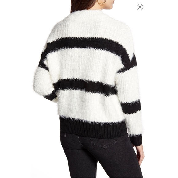 Cotton Emporium Stripe Mock Neck Eyelash Sweater - Picture 2 of 8